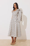 BEATRICE POLKA DOT BOW DRESS - CHAMPAGNE BLACK