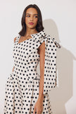 BEATRICE POLKA DOT BOW DRESS - CHAMPAGNE BLACK