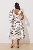 BEATRICE POLKA DOT BOW DRESS - CHAMPAGNE BLACK