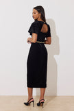 SOLANA EMBELLISHED WAIST TULIP SKIRT MIDI - BLACK VELVET