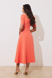 LIVIA SCALLOP SKATER DRESS - CORAL