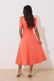 LIVIA SCALLOP SKATER DRESS - CORAL