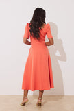 LIVIA SCALLOP SKATER DRESS - CORAL