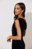 ELENI DRAPE MIDI - BLACK VELVET