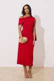 ELENI DRAPE MIDI DRESS - RED