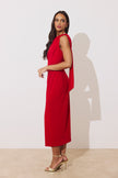 ELENI DRAPE MIDI DRESS - RED