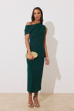 ELENI DRAPE MIDI DRESS - FOREST GREEN