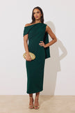 ELENI DRAPE MIDI DRESS - FOREST GREEN