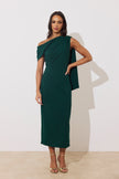 ELENI DRAPE MIDI DRESS - FOREST GREEN
