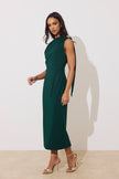 ELENI DRAPE MIDI DRESS - FOREST GREEN