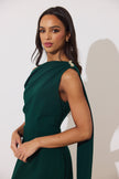 ELENI DRAPE MIDI DRESS - FOREST GREEN