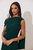 ELENI DRAPE MIDI DRESS - FOREST GREEN