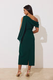 ELENI DRAPE MIDI DRESS - FOREST GREEN