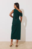 ELENI DRAPE MIDI DRESS - FOREST GREEN