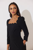 ADELINE SCALLOP EDGE WIDE LEG JUMPSUIT - BLACK