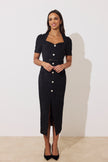 HARRIET TWEED BELTED MIDI DRESS - BLACK SPARKLE