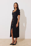 HARRIET TWEED BELTED MIDI DRESS - BLACK SPARKLE