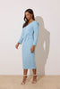 CATALINA COWL BACK PEARL BUTTON DRESS - PALE BLUE