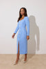 VIOLA KNITTED PEARL BUTTON MIDI - CORNFLOWER BLUE