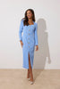 VIOLA KNITTED PEARL BUTTON MIDI - CORNFLOWER BLUE