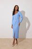 VIOLA KNITTED PEARL BUTTON MIDI - CORNFLOWER BLUE