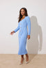 VIOLA KNITTED PEARL BUTTON MIDI - CORNFLOWER BLUE