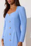 VIOLA KNITTED PEARL BUTTON MIDI - CORNFLOWER BLUE