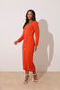 VIOLA KNITTED PEARL BUTTON MIDI - ORANGE