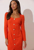VIOLA KNITTED PEARL BUTTON MIDI - ORANGE