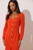 VIOLA KNITTED PEARL BUTTON MIDI - ORANGE
