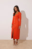 VIOLA KNITTED PEARL BUTTON MIDI - ORANGE