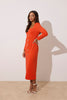 VIOLA KNITTED PEARL BUTTON MIDI - ORANGE