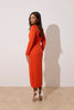 VIOLA KNITTED PEARL BUTTON MIDI - ORANGE