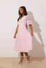**PRE ORDER** CALLIE LACE PUFF SLEEVE MIDI DRESS WTH BOW BACK - PALE PINK