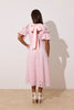 **PRE ORDER** CALLIE LACE PUFF SLEEVE MIDI DRESS WTH BOW BACK - PALE PINK