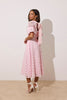 **PRE ORDER** CALLIE LACE PUFF SLEEVE MIDI DRESS WTH BOW BACK - PALE PINK