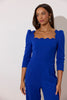 **PRE ORDER** ADELINE SCALLOP EDGE WIDE LEG JUMPSUIT - COBALT BLUE