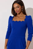 **PRE ORDER** ADELINE SCALLOP EDGE WIDE LEG JUMPSUIT - COBALT BLUE