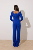 **PRE ORDER** ADELINE SCALLOP EDGE WIDE LEG JUMPSUIT - COBALT BLUE