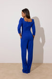 **PRE ORDER** ADELINE SCALLOP EDGE WIDE LEG JUMPSUIT - COBALT BLUE