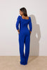 **PRE ORDER** ADELINE SCALLOP EDGE WIDE LEG JUMPSUIT - COBALT BLUE