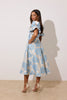 **PRE ORDER** CALLIE METALLIC PUFF SLEEVE MIDI DRESS - PALE BLUE