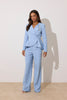 **PRE ORDER** ELIZABETH PEPLUM PEARL TROUSER SUIT - PALE BLUE