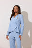 **PRE ORDER** ELIZABETH PEPLUM PEARL TROUSER SUIT - PALE BLUE