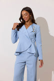 **PRE ORDER** ELIZABETH PEPLUM PEARL TROUSER SUIT - PALE BLUE