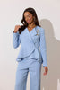 **PRE ORDER** ELIZABETH PEPLUM PEARL TROUSER SUIT - PALE BLUE