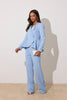 **PRE ORDER** ELIZABETH PEPLUM PEARL TROUSER SUIT - PALE BLUE