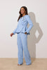 **PRE ORDER** ELIZABETH PEPLUM PEARL TROUSER SUIT - PALE BLUE