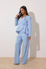 **PRE ORDER** ELIZABETH PEPLUM PEARL TROUSER SUIT - PALE BLUE