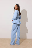 **PRE ORDER** ELIZABETH PEPLUM PEARL TROUSER SUIT - PALE BLUE
